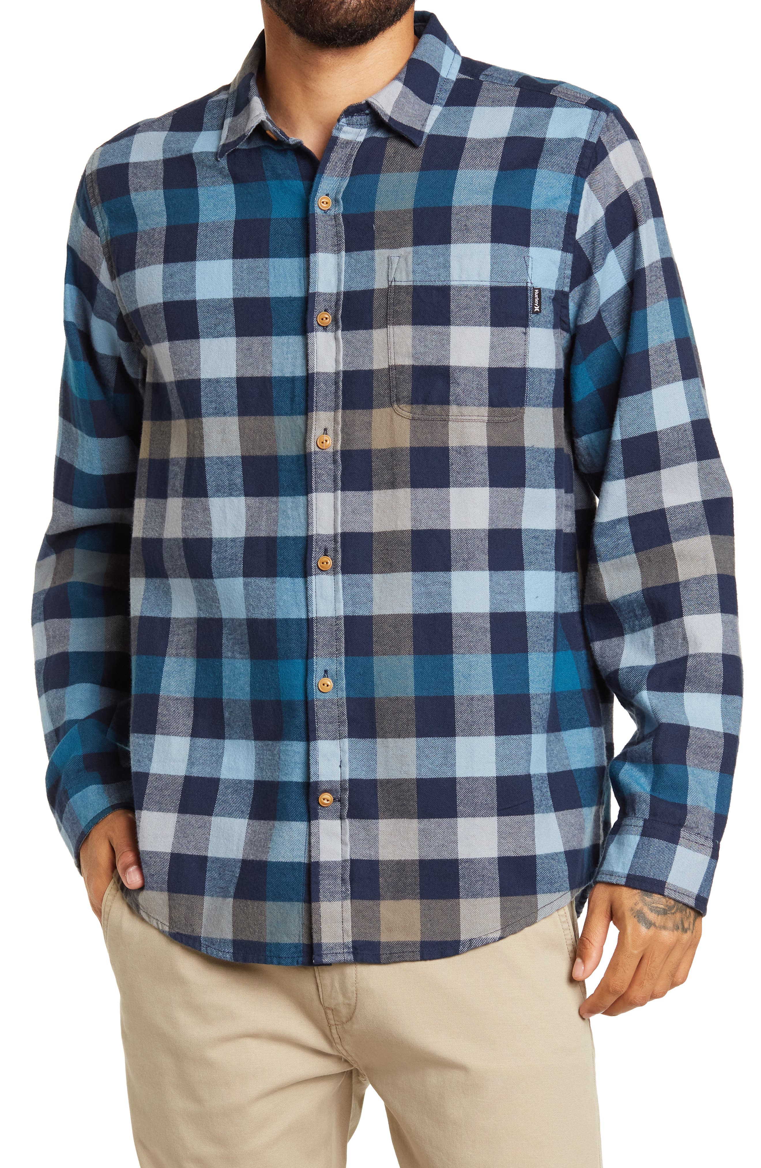 Mfasica Mens Long Sleeve Plaid Pattern Spring/Fall Casual Square Collor Dress Shirt 